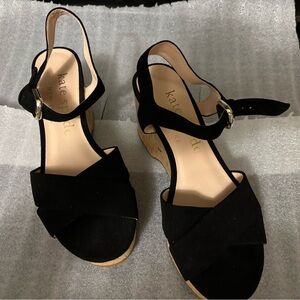 Kate Spade Black Suede Wedges